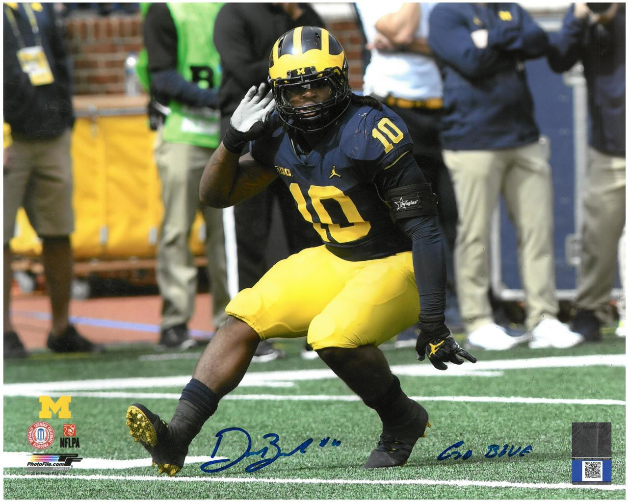 Devin Bush Jr Autographed Michigan Wolverines 8x10 Photo 1 With