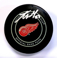 Taro Hirose Autographed Detroit Red Wings Game Puck