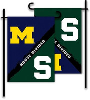 University of Michigan/Michigan State University BSI Products House Divided Garden Flag