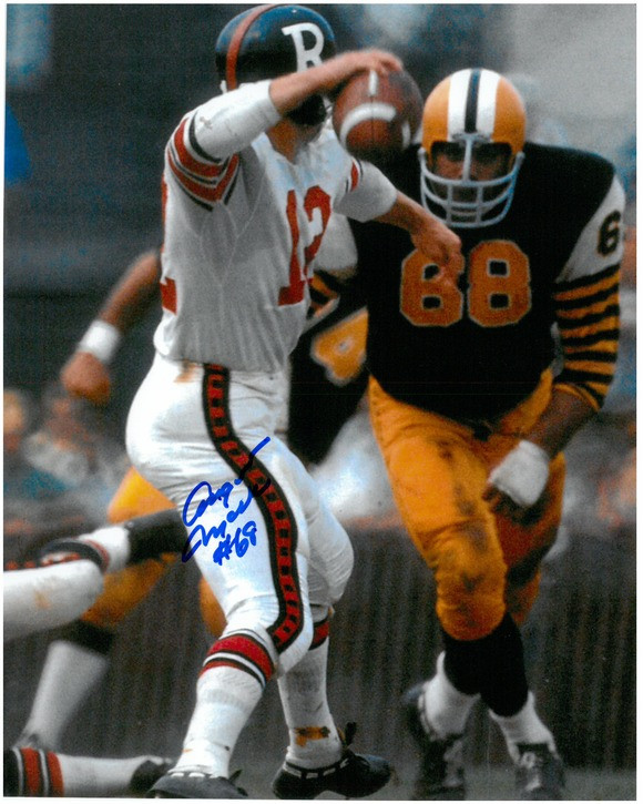Angelo Mosca Autographed Hamilton Tiger-Cats 8x10 Photo #2 - Rushing the  Passer - Detroit City Sports