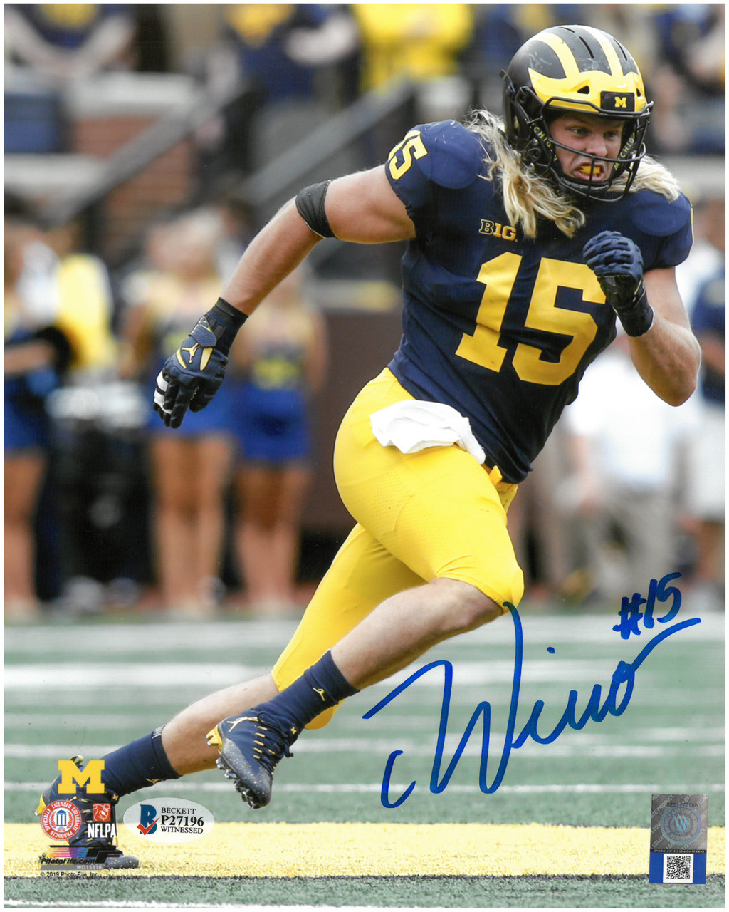 Chase Winovich Autographed University of Michigan 8x10 Photo #3 - Home  Jersey Vertical - Detroit City Sports