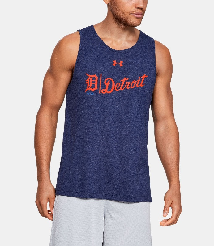 Detroit Tigers Men's Under Armour Tri-Blend Dual Logo Tank Top