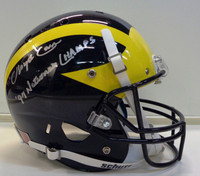 Lloyd Carr Autographed Michigan Wolverines Replica Schutt Helmet with "97 National Champs" Inscription