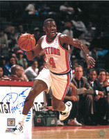 Joe Dumars Autographed Detroit Pistons 16x20 Photo #3 - Dribbling (HOF 2006 Inscription)