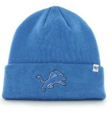 Detroit Lions Mens 47 Brand Blue Cuffed Knit Hat - Detroit City Sports