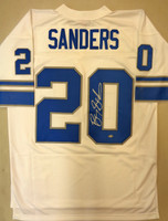 Barry Sanders Autographed Detroit Lions Jersey - White Mitchell & Ness