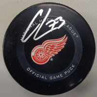 Adam Erne Autographed 2019/20 Detroit Red Wings Game Puck