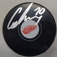 Christoffer Ehn Autographed Detroit Red Wings Logo Puck