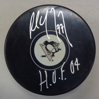 Paul Coffey Autographed Pittsburgh Penguins Logo Puck w/"HOF 04" Inscription