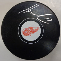 Filip Hronek Autographed Detroit Red Wings Logo Puck