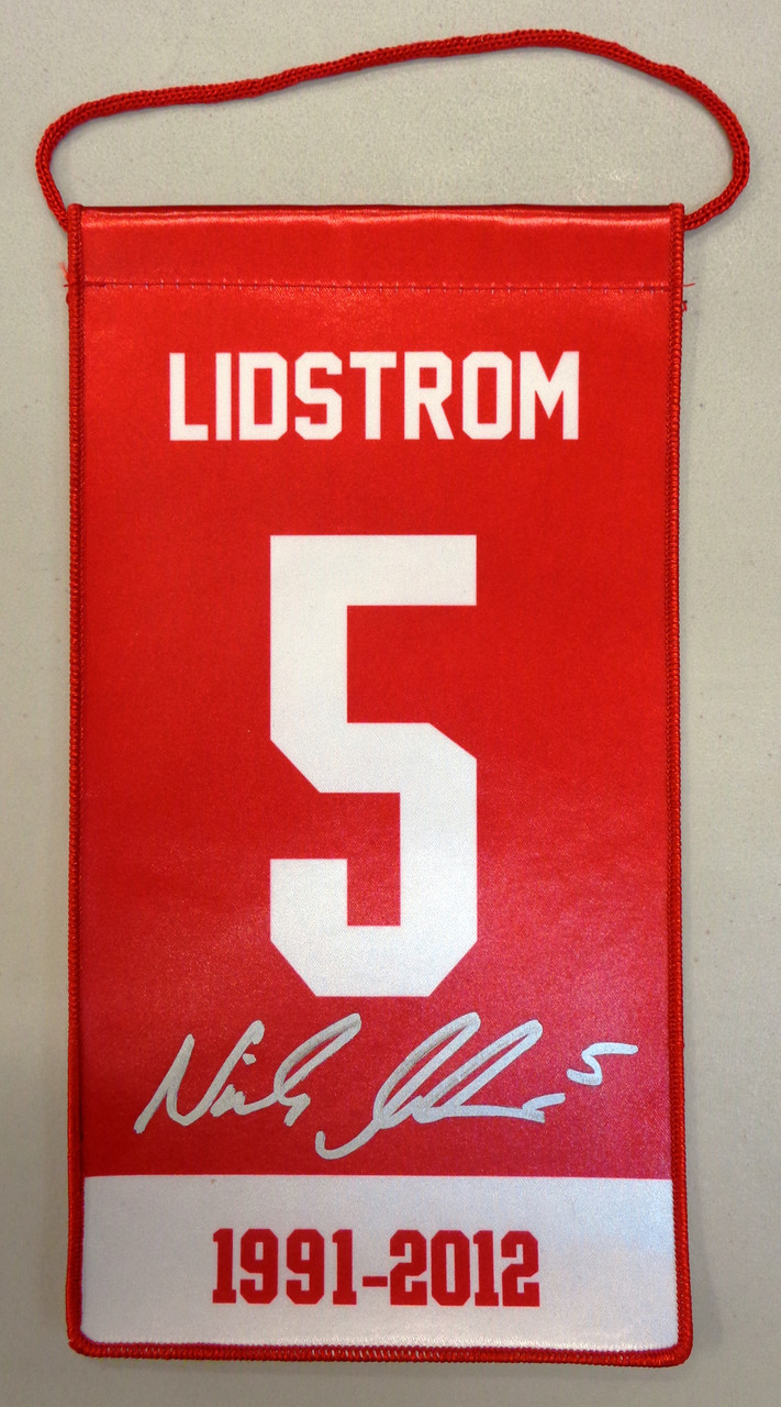 Nicklas Lidstrom Detroit Red Wings #5 Retired Jersey 12"x18" Wool  Banner NHL NEW