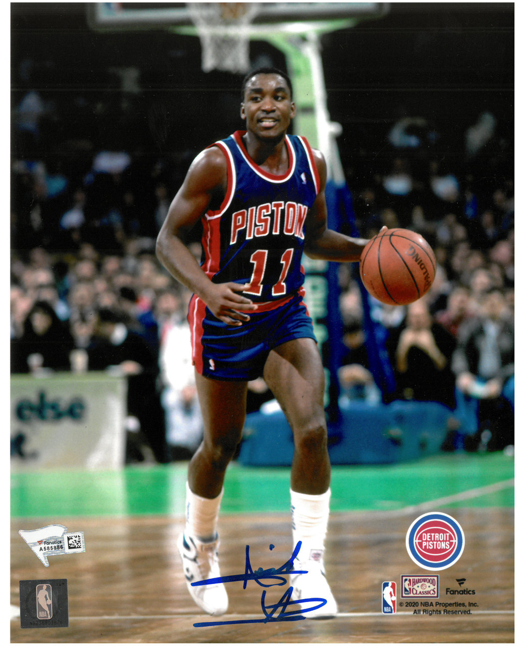 Isiah Thomas Autographed Detroit Pistons 8x10 Photo 4 Road Action