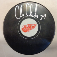 Chris Chelios Autographed Detroit Red Wings Logo Puck