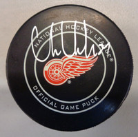 Chris Chelios Autographed Detroit Red Wings Game Puck