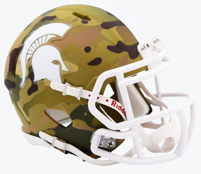 Michigan State University Mini Camo Alternate Riddell Speed Mini Football Helmet Detroit City Sports