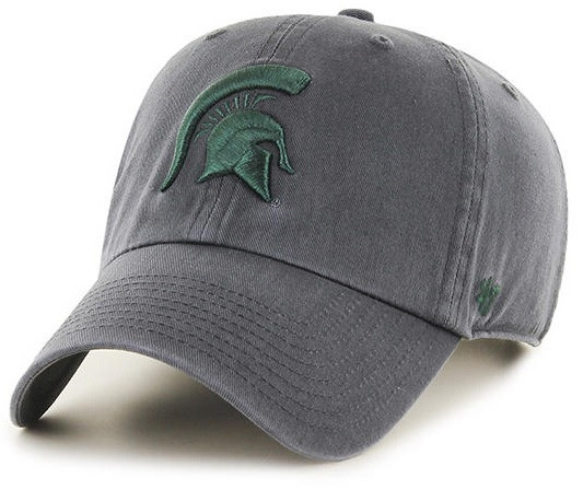Michigan State University 47 Brand Charcoal Clean Up Adjustable Hat With Spartan Head Detroit City Sports