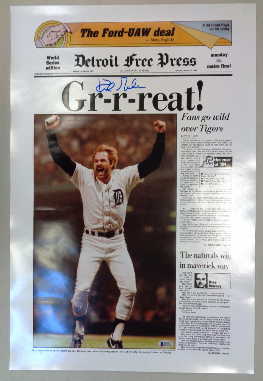 KIRK GIBSON AUTOGRAPHED DETROIT TIGERS 16X20 PHOTO #1 - HOME BATTING at  's Sports Collectibles Store