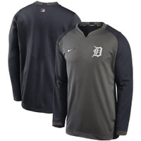 Detroit Tigers Men's Nike Charcoal/Navy Authentic Collection Thermal Crew Performance Pullover Sweatshirt