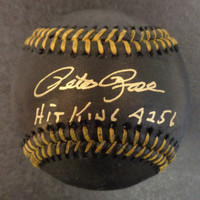 Pete Rose Autographed Baseball - Black Official Major League Ball w/ "Hit King 4256"