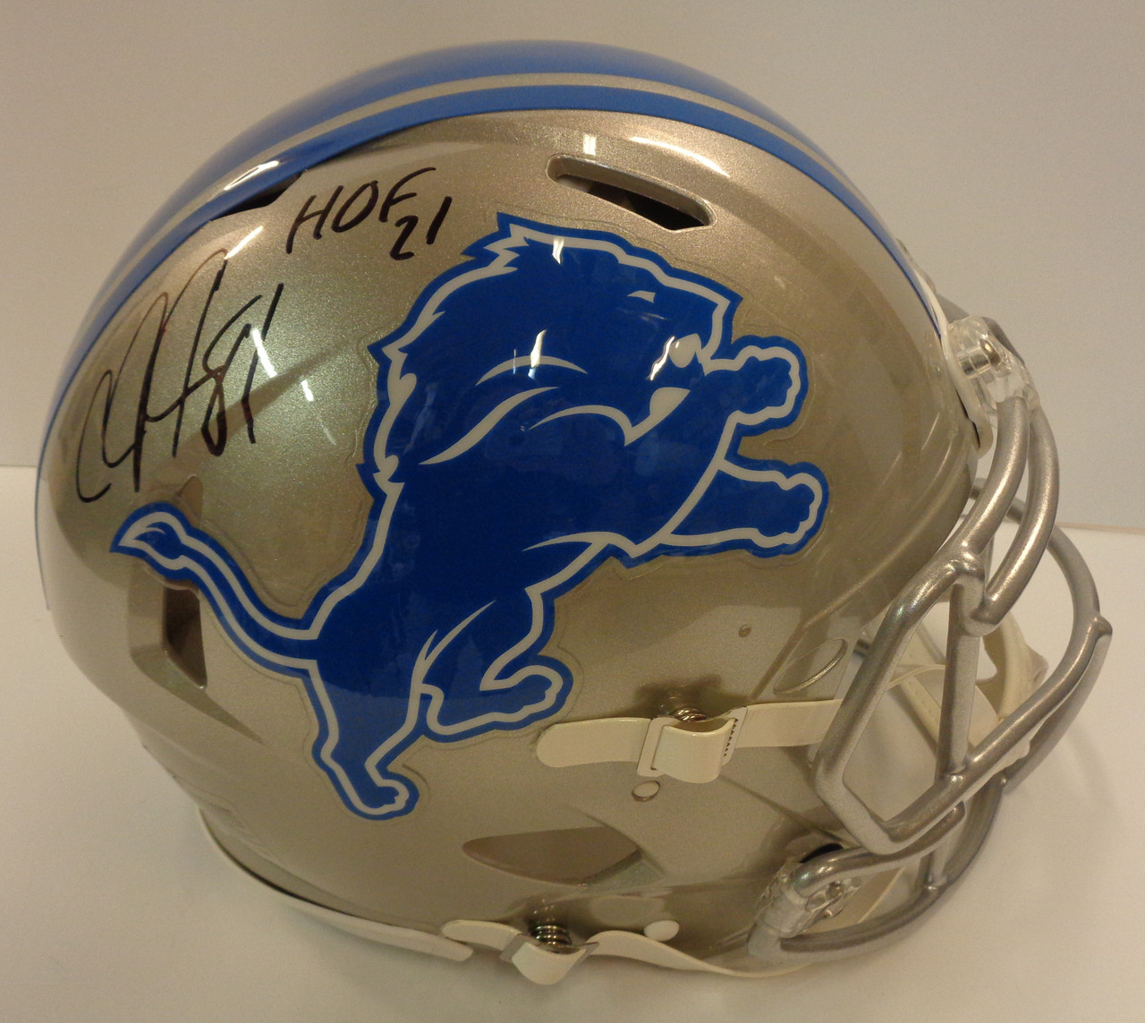 calvin johnson autographed helmet