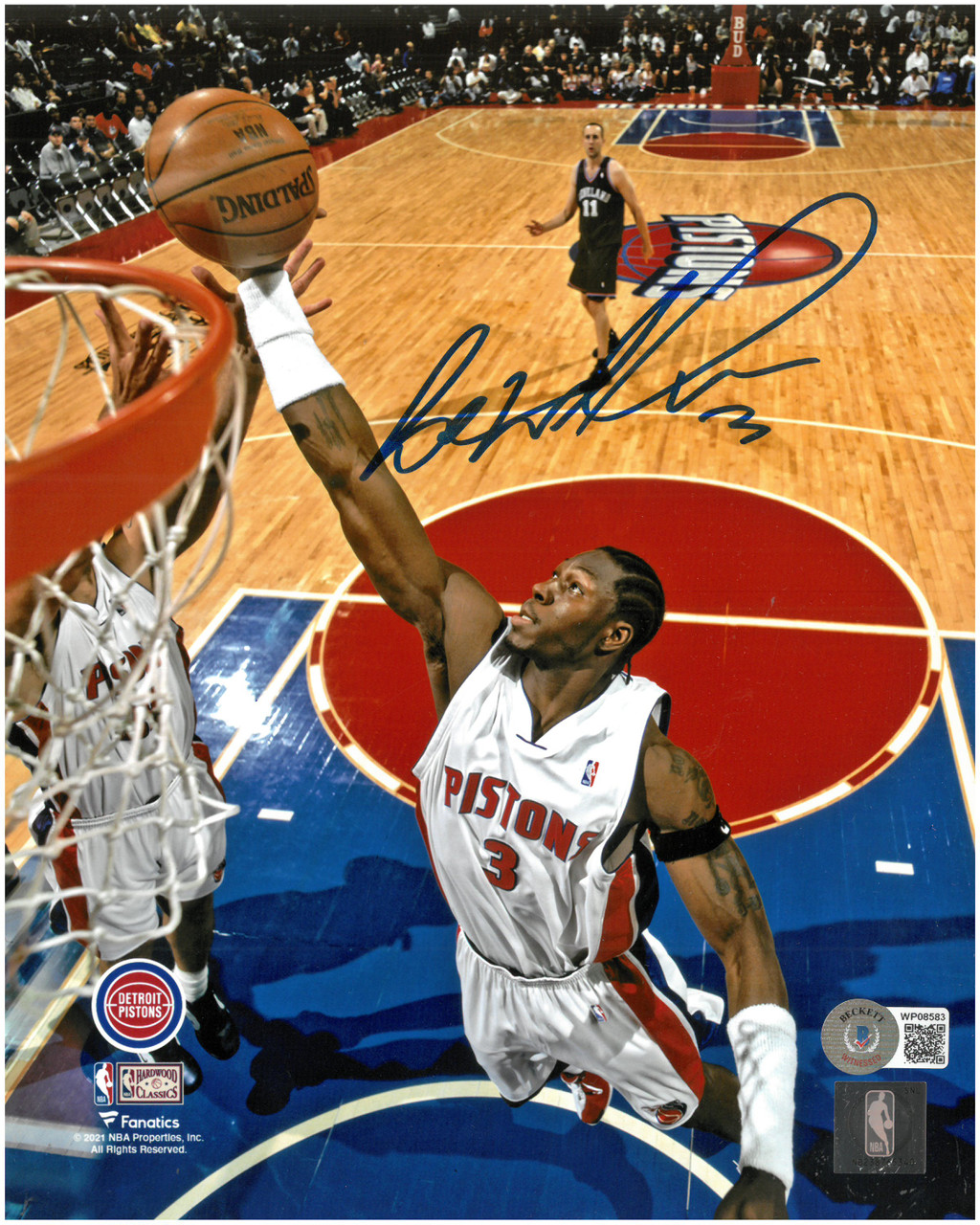 Ben Wallace Autographed Detroit Pistons 8x10 Photo #1 w/ 2021 HOF