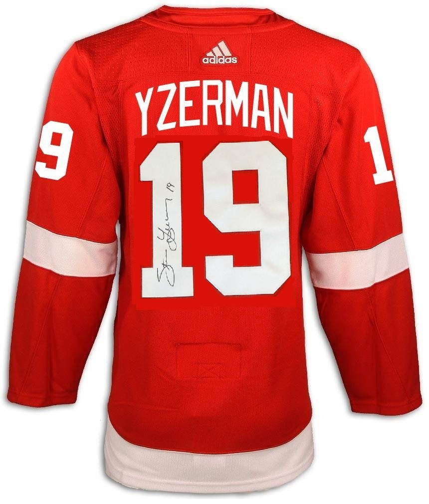 Steve Yzerman Detroit Red Wings Autographed Deluxe Framed Red Adidas  Authentic Jersey