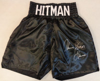 Tommy Hearns Autographed Black Boxing Trunks