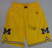 Chris Webber Autographed University of Michigan Jordan Brand Maize Replica Basketball Shorts