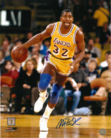 Magic Johnson Autographed LA Lakers 16x20 Photo #4 - Dribbling Upcourt