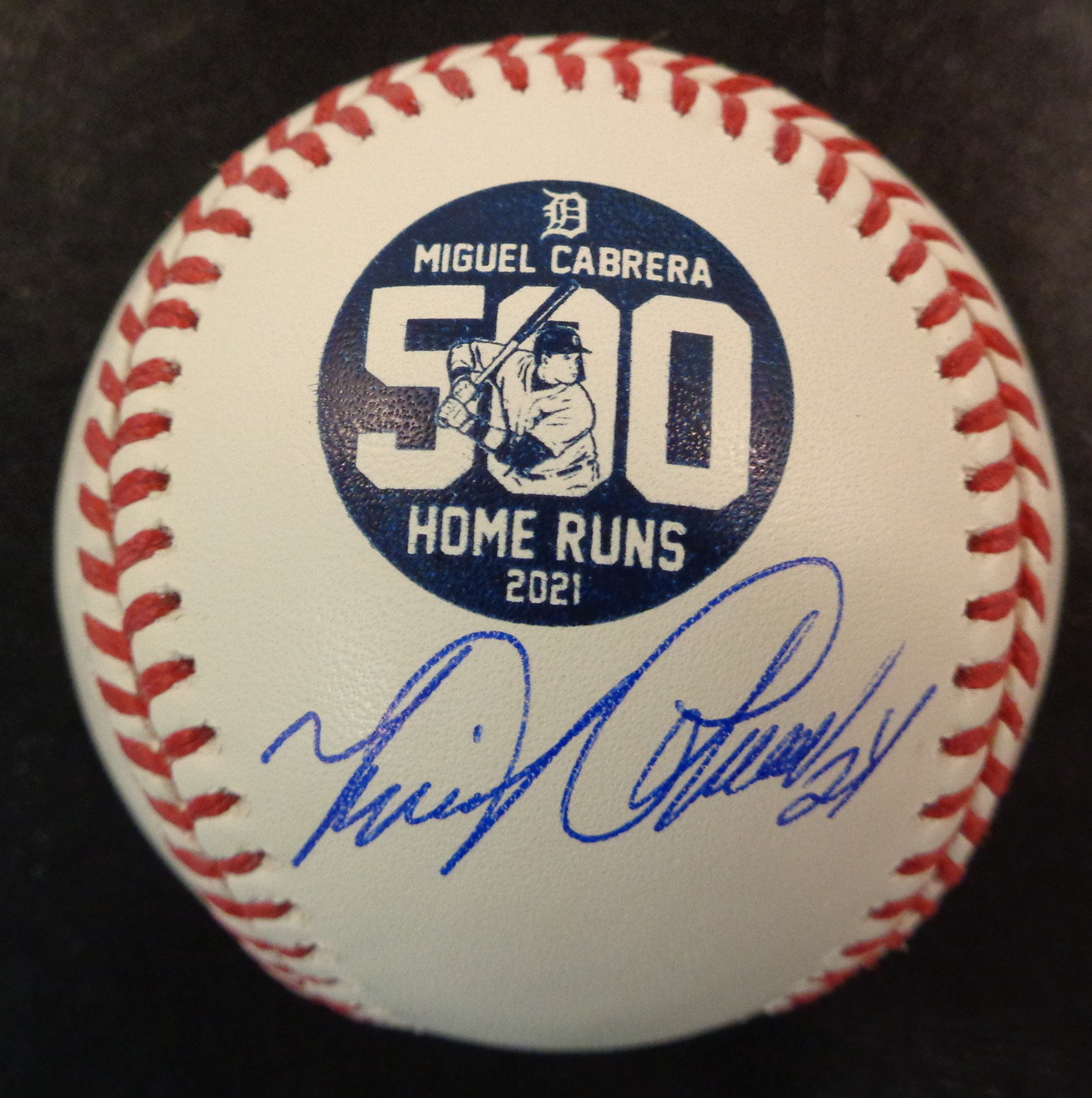 Miguel Cabrera Autographed 500th Home Run Logo Baseball