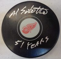 Al Sobotka Autographed Detroit Red Wings Souvenir Puck w/ 51 Years