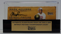 Mark Aguirre Autographed Palace of Auburn Hills Floor Slat with Case