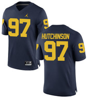 Aidan Hutchinson Autographed Jordan Brand Navy Michigan Wolverines Replica Jersey (Pre-Order)
