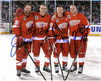Grind Line Autographed Detroit Red Wings 8x10 Photo #2 - Grind Line Autographed Detroit Red Wings 8x10 Photo #2 - Kocur, McCarty, Draper & Maltby