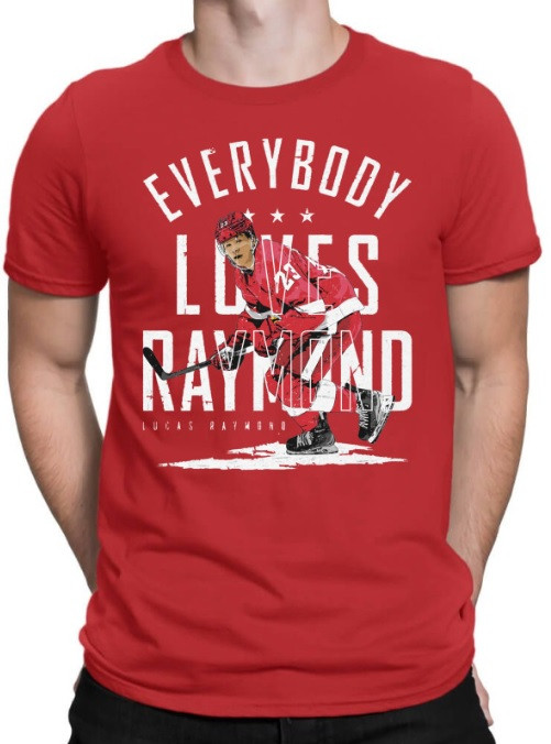 Adidas Detroit Red Wings Red Lucas Raymond Name & Number T-Shirt