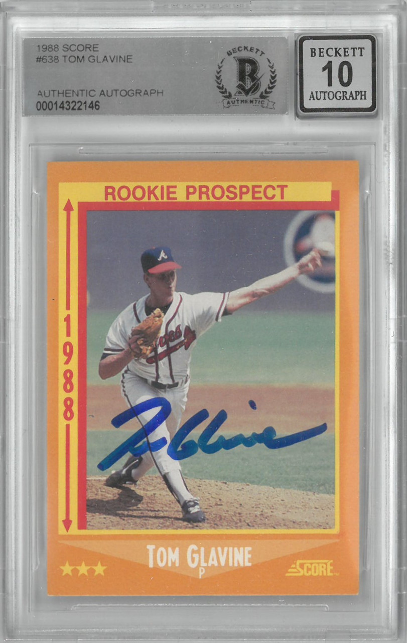Tom Glavine Autographed 10 Grade 1988 Score Rookie Card - Detroit City  Sports