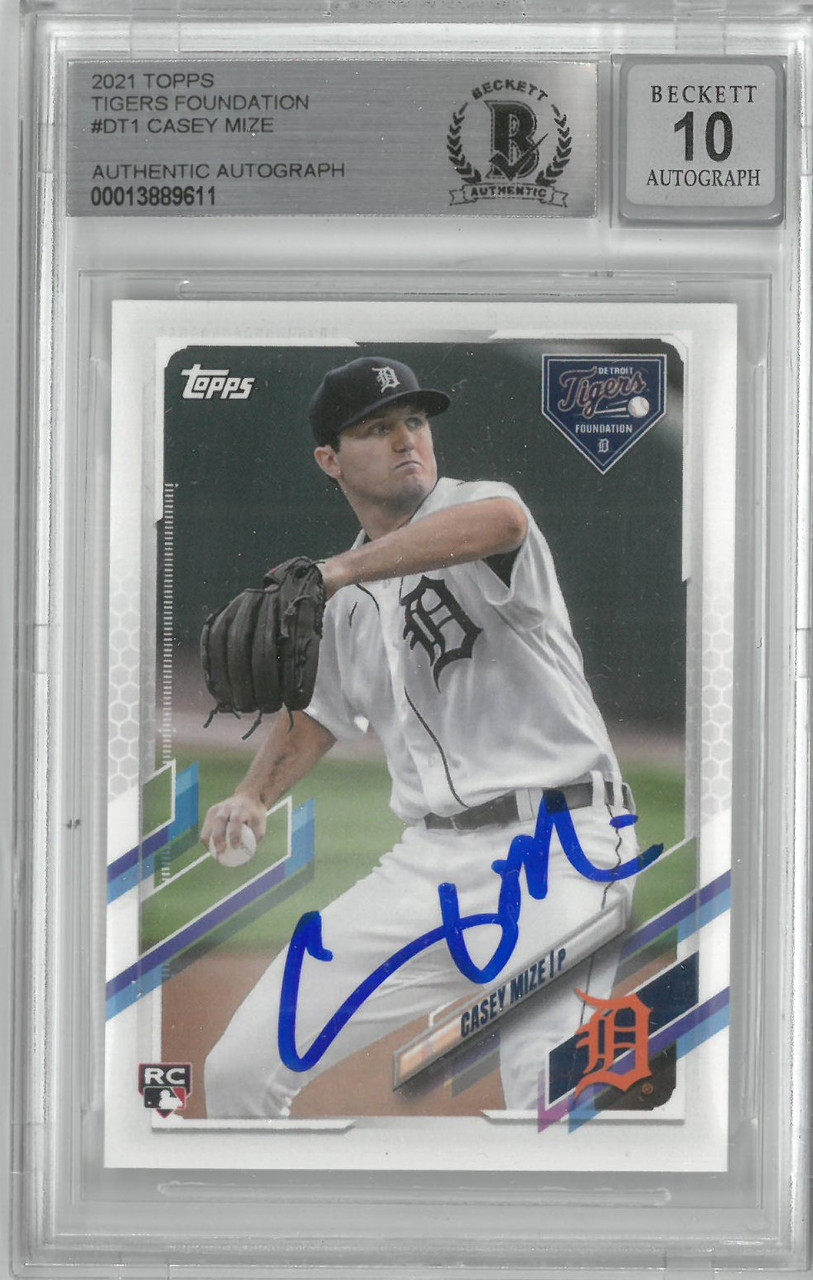 Casey Mize Autographed 10 Grade 2021 Topps Tigers Foundation Rookie Card -  Detroit City Sports