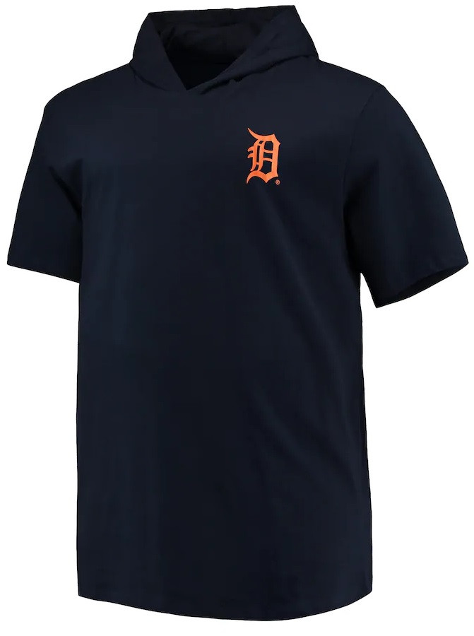 Detroit Tigers Men's Jersey Short Sleeve Pullover Hoodie T-Shirt - Navy