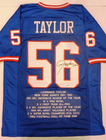 Lawrence Taylor Autographed Embroidered Stats Custom Jersey