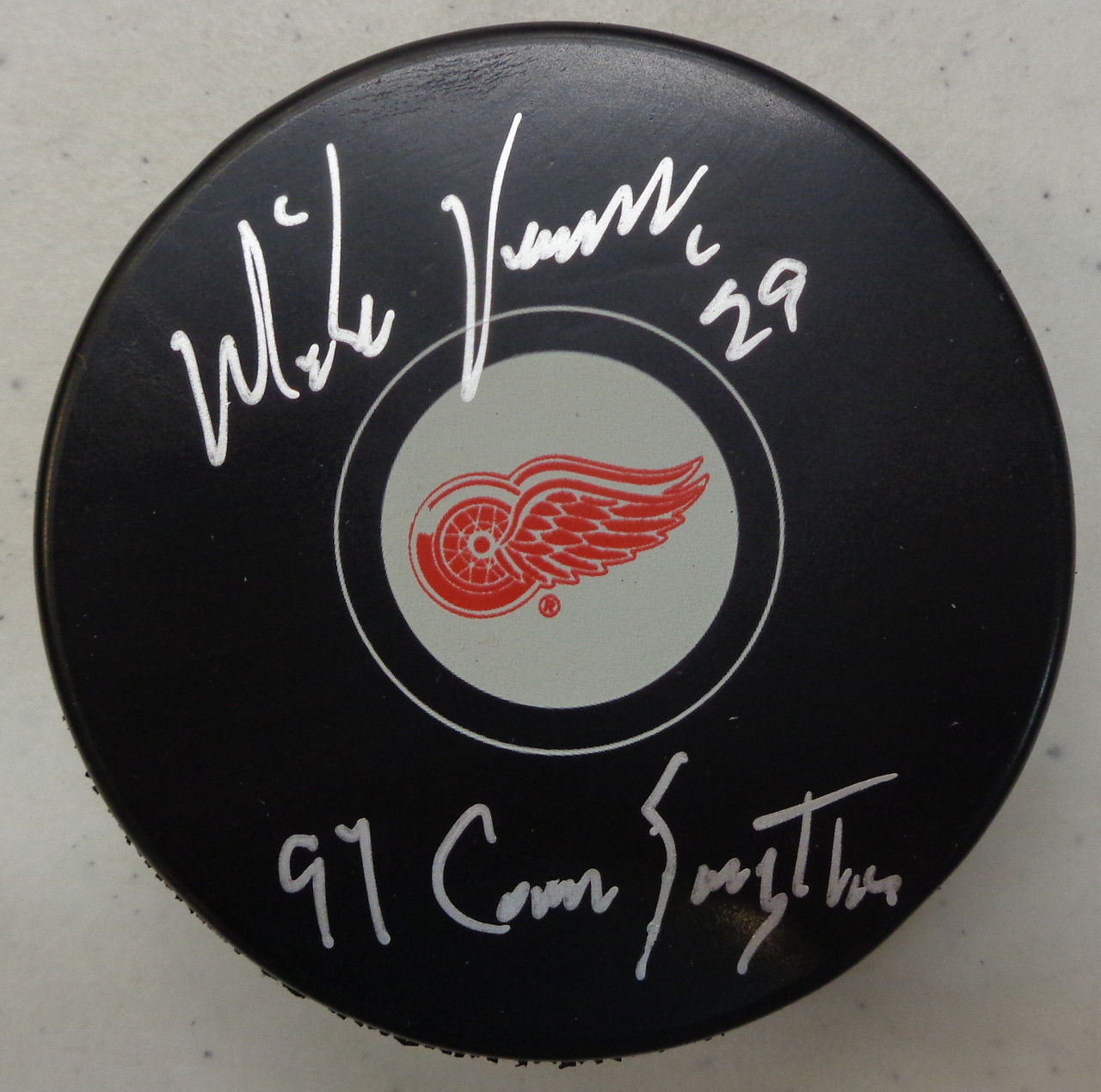 Mike Vernon Signed Detroit Red Wings 1997 Mini Stanley Cup Beckett COA
