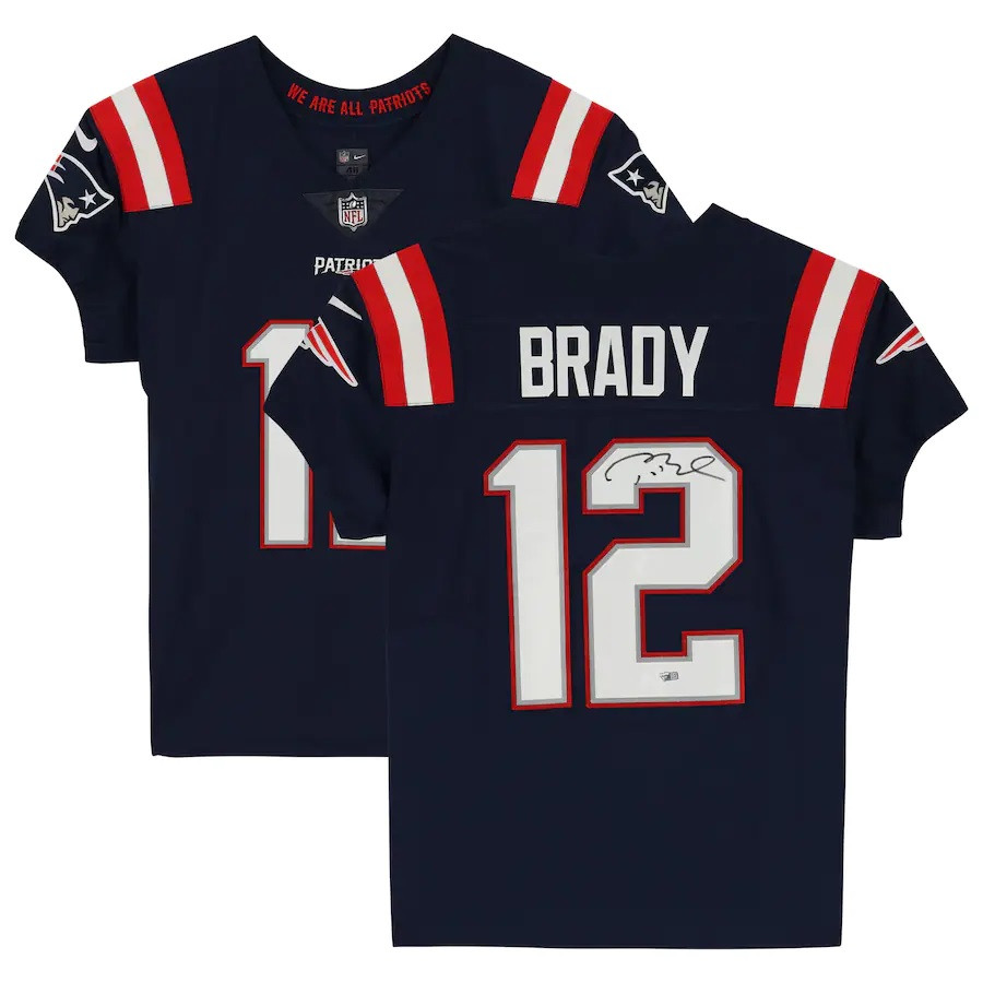 Tom Brady Autographed New England Patriots Nike Elite Jersey - Blue -  Detroit City Sports