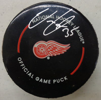 Ville Husso Autographed Red Wings Game Puck