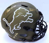 Malcolm Rodriguez Autographed Detroit Lions Speed Replica Salute To Service Helmet w/ "Rodrigo" & "One Pride"