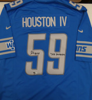 James Houston Autographed Detroit Lions Nike Blue Jersey