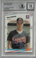 Tom Glavine Autographed 10 Grade Fleer Glossy Rookie Card w/ HOF