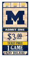 Michigan Wolverines Wincraft Ticket Wood Sign 6x12" - 3/8" Thick