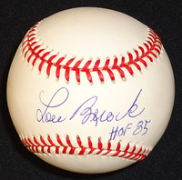 Lou Brock Autographed National League Baseball with HOF- Leonard Coleman Ball