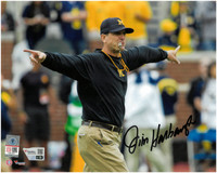 Jim Harbaugh Autographed Michigan Wolverines 8x10 Pointing Photograph