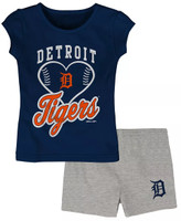 Detroit Tigers Toddler Girl Glitter Heart Tee & Shorts Set