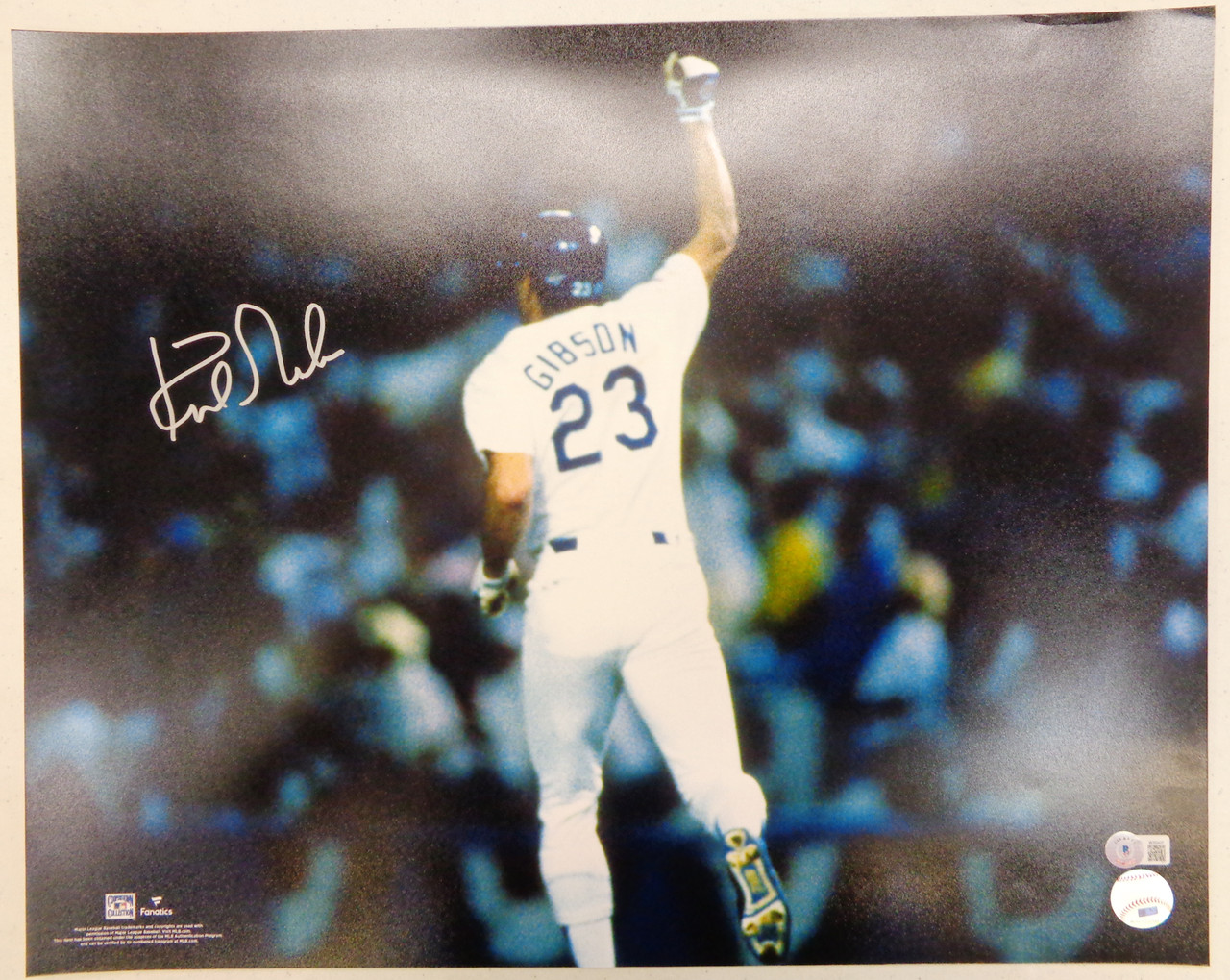 Kirk Gibson Los Angeles Dodgers - Limited Edition of 23 Framed Autographed  35 x 40 And Look Who's Coming Up 1988 World Series At-Bat Stretched  Canvas by Hobrecht Sports Art